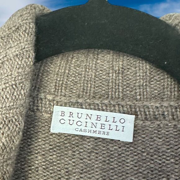 BRUNELLO CUCINELLI 100% Cashmere Womens Cardigan Size Small One Button Brown - Picture 4 of 10